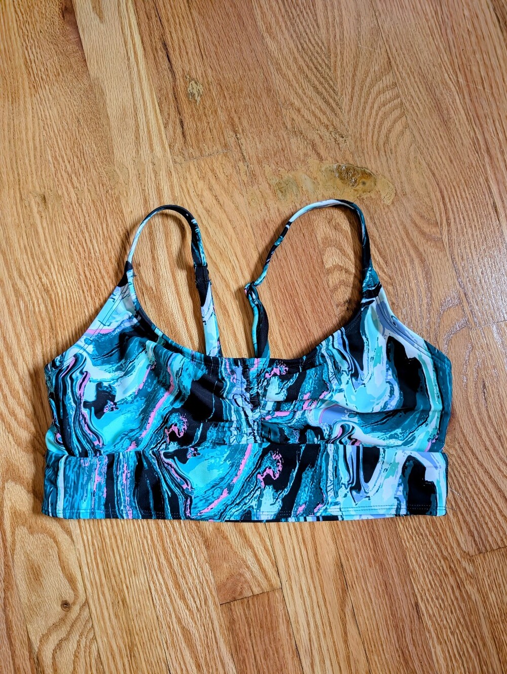 All in Motion Longline Marble Racerback Bikini Swim Top - Medium EUC